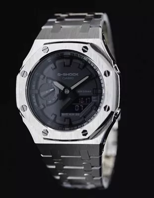 Silver Custom Casio G-Shock GA2100 Mod Watch Casioak  Ship From USA. • $209