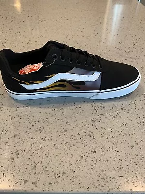 Vans Men’s Ward Deluxe Sneakers Black/White/Faded Flame • $51.99