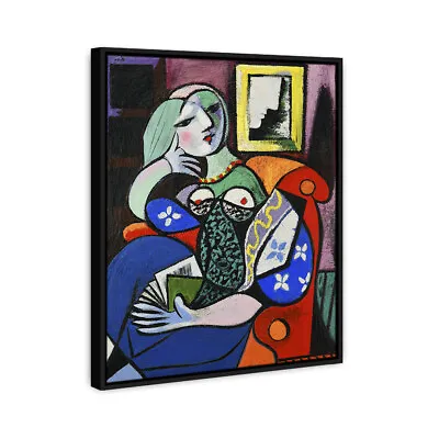 Pablo Picasso Abstract Painting Woman With A Book Framed Oil Canvas Print • $56.88