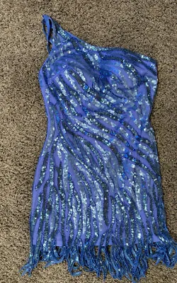 £63.91 • Buy Women’s Sequined One Shoulder Short Blue Party Prom Homecoming Dress Size Small