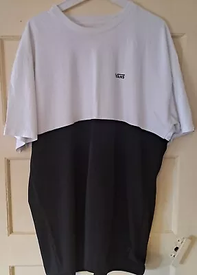 VANS Men's Short Sleeve T-Shirt - White/Black LARGE  WORN  TWICE  • £3