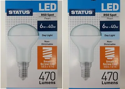 2 X 6w =40w LED Spotlight Reflector Light Bulbs R50 SES E14 Daylight White 6500K • £8.15