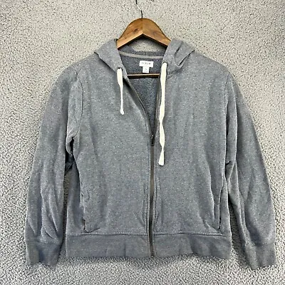 J.Crew Sweatshirt Women's Small Gray Cotton Poly Full Zip Hoodie Casual Pockets • $8.69