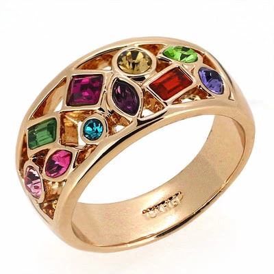 $20.04 • Buy 18K Rose Gold GF Multi-Gemstone Amethyst Emerald Ruby 8ct Engagement Ring 7