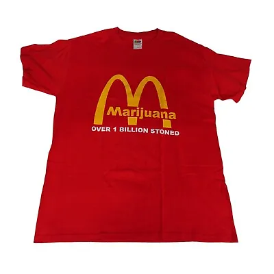 Vintage McDonalds Marijuana Parody T Shirt Mens L Slim Fit Over 1 Billion Stoned • $15.99