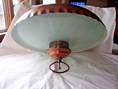 Vintage Copper Swag Lamp Rustic Metal Copper 13  Farmhouse Lantern Hurricane  • $19.99