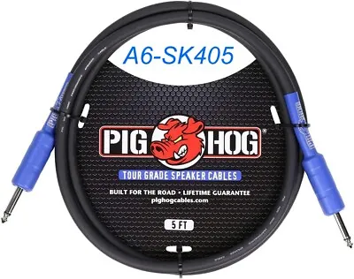 5ft 1/4  Male/Male Pig-Hog 8mm/OD 14-AWG Wire Speaker Cable A6-SK405 • $19.95