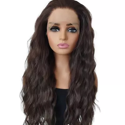 Women Lace Front Wig Brown Long Wavy Fashion Natural Heat Resistant Synthetic • $23.99