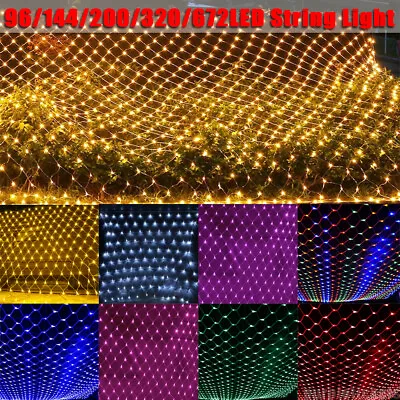 £8.49 • Buy LED Fairy String Light Net Mesh Curtain Lights Outdoor Garden Xmas Party Wedding