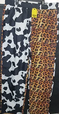 Chinatown Market All Over Mixed Animal Print Cow & Leopard Print Pants Size 2XL • £95.01