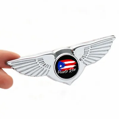 Chrome Black Wing Badge Car Puerto Rico Flag Front Hood Body Fender Rear Emblem • $12.24