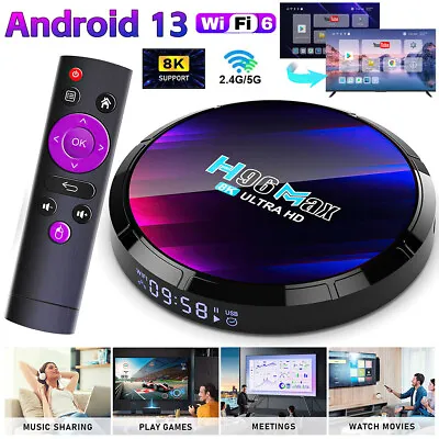 Android 13.0 H96 MAX Smart TV Box Quad Core 8K HD Wifi-6 Digital Media Player AU • $58.69