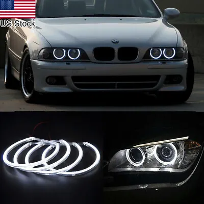 4x LED White Angel Eyes Lamp Kit Halo Ring Car Headlight For BMW E36 E38 E39 E46 • $54.99