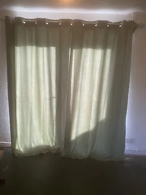 B&Q Good Home Napour Light Green Lined Plain Eyelet Curtain Pair W167cm L228cm • £49.99