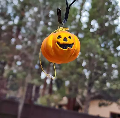 Vintage Glass Halloween Miniature Pumpkin Jack O'lantern Fall Christmas Ornament • $7.50