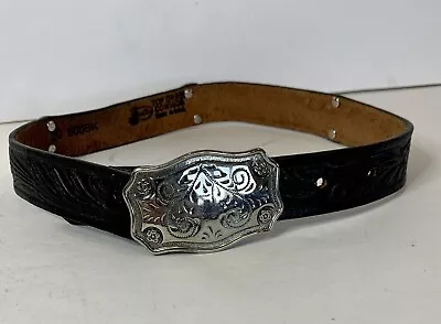 Vintage Youth USA TOOLED Size 20  Belt WESTERN Leather Cowboy Cowboy Horse Bull • $9.99