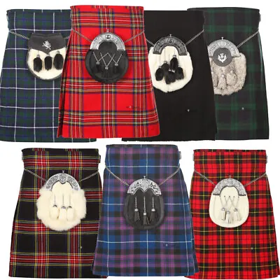 Scottish Men All Kilts 5 Yard Tartan Kilts Traditional Highland Dress 13oz Kilt • £22.99
