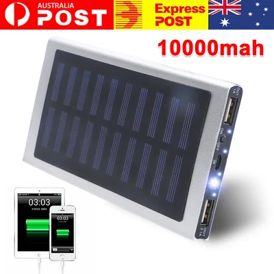$14.90 • Buy 10000mAh Solar Power Bank Portable External Battery Dual USB Phone Charger AU