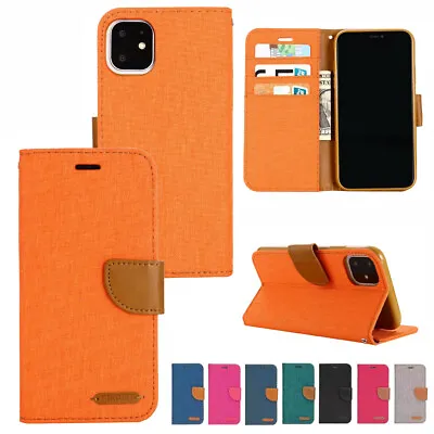 $16.88 • Buy For IPhone 13 Pro Max 12Pro 11 XR 6 7 8 Plus Luxury Canvas Wallet Card Slot Case
