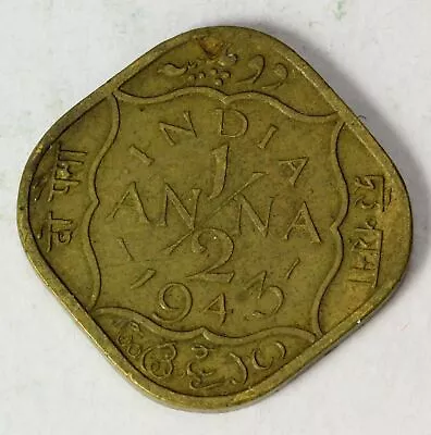 INDIA BRITISH 1/2 Anna 1943 - Nickel/Brass - George VI. - VF - 896 • $0.99