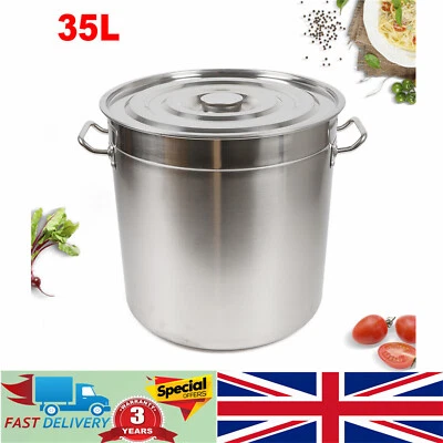 £47 • Buy 35L Large Deep Cooking Stock Pot Stainless Steel 201 With Lid - CATERING NEW