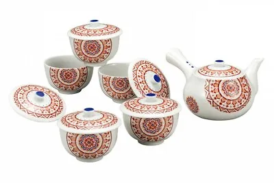 Kutani Yaki Japanese Green Tea Cup TEA Pot Kumidashi Set Lid Set Aka-e Japan • $1047.49