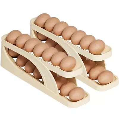 £11.99 • Buy 1/2X Rolldown Egg Dispenser Refrigerator Auto Roll Egg Holder 2Tier Storage Rack