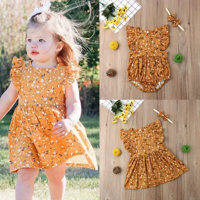 Newborn Toddler Baby Girl Romper Tops Ruffle Bodysuit Jumpsuit Clothes Outfits • $27.49