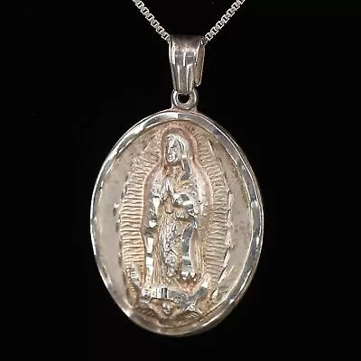 VTG Sterling Silver - ART DECO Religious Jesus & Mary Pendant 30  Necklace - 13g • $10.50