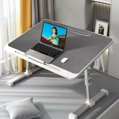 Folding Laptop Table Bed Tray Sofa Lap Desk Stand Adjustable Socket Anti-slip • £21.94