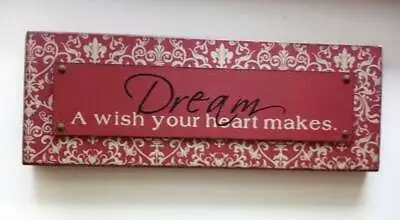 DREAM Sign - A Wish Your Heart Makes 16x6 Wood Wall Plaque • $14.99