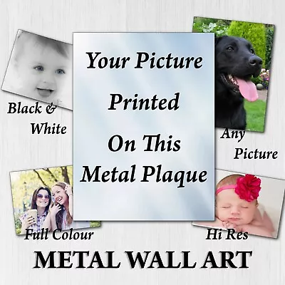 Custom Photo Metal Sign Hanging Wall Mounted Plaque Any Picture 3 Sizes Glossy • £5.79
