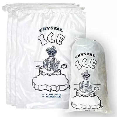 8 Lb Crystal Ice Icebags With Drawstring Closure - 500 Bags - 11 In X 18 In • $39.99