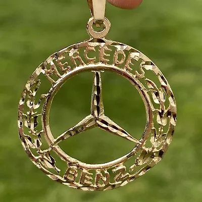 14k Yellow Gold Mercedes Benz Symbol Pendant • $630