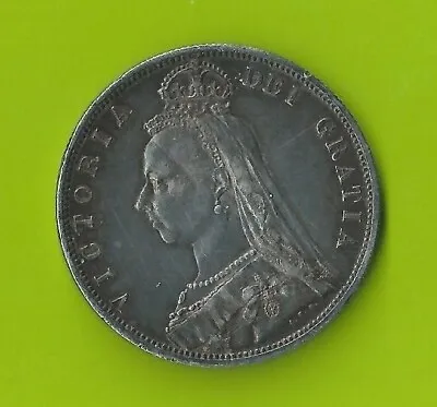 £44.95 • Buy  1887 QUEEN VICTORIA JUBILEE HEAD HALF-CROWN - High Grade - .925 Silver