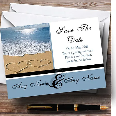£89.95 • Buy Love Heart Sand Beach Sea Personalised Wedding Save The Date Cards
