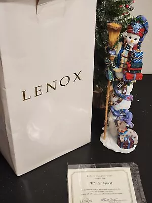 Lenox 12  Winter GUEST Snowman Pencil Christmas Figurine 2002 Box COA Excellent • $29.75