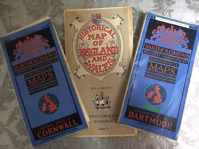 Bartholemews Historical Map Of England And Wales And Two Linen Maps Cornwall Etc • £20