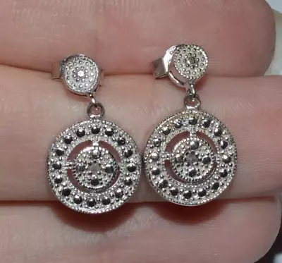 Designer Signed Dbj Sterling Silver And Diamonds Earrings • $51.38