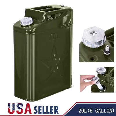 Jerry Can 20L Liter (5 Gallon Gal) Backup Steel Tank F-uel Gas Gasoline G-reen • $42.69