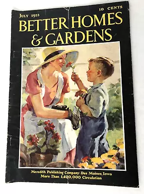 Vintage Better Homes And Gardens Magazine  July 1933 Lady W Boy Cover • $5.99