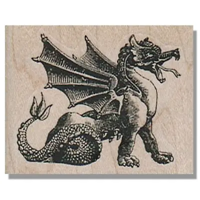 Mounted Rubber Stamp DRAGON Fantasy Wings Myth Animal Stamp Fire Breathing • $8.95