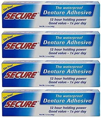 Secure Waterproof Denture Adhesive - Zinc Free - Extra Strong Hold For Upper Lo • $10.98