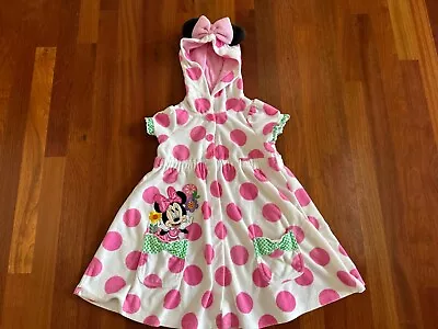 Disney Store Girls Size 5/6 Minnie Mouse Pink Polka Dot Swimsuit Coverup • $11