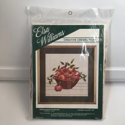  Vintage Creative Crewel Work Prize Basket Of Apples #00298 Elsa Williams • $38.98