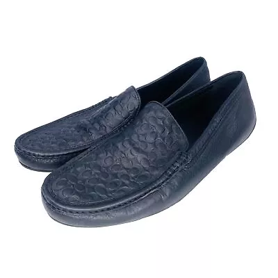 Coach Men’s Shoes Size 11.5 Jake Black Embossed Leather Slip-On Loafer • $54.99