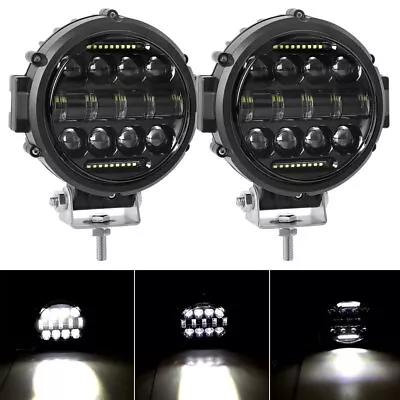 2x 7  Inch Round LED Light Bar Pods Flood Spot DRL Offroad Driving Lights Truck • $63.99