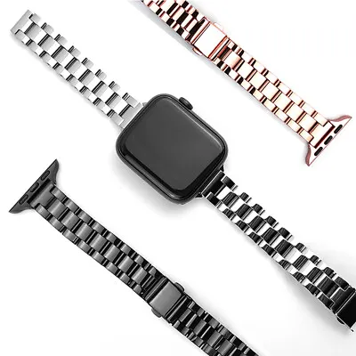 $1.99 • Buy For Apple Watch Band Series 7 SE 6 5 4 3 2 1 Thin Bracelet Stainless Steel Strap