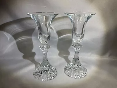 MIKASA The Ritz 6 Inch Crystal CANDLE HOLDERS Set Of 2 • $12