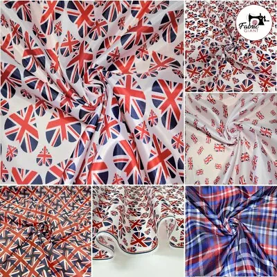 £3.10 • Buy Polyester Lining Fabric Union Jack Flags Hearts UK Jubilee British 145cm Wide